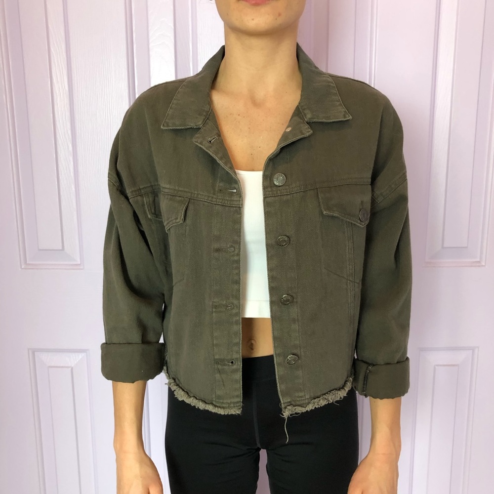 Green denim jean jacket